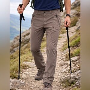 Rohan Stretch Travel Pants Mens 38R Brown Lightweight Zip Pocket Nylon Elastane